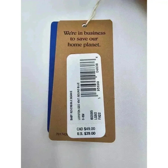 Patagonia Baby 3-6M Reversible Beanie Lofoten Geo Knit Sound Blue - Picture 3 of 6